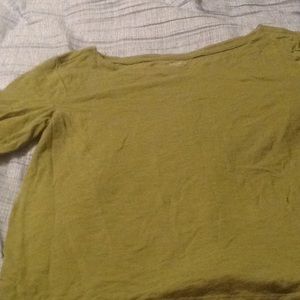 Green scoop neck 3/4 length tee